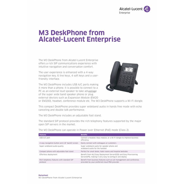 Alcatel-Lucent Alcatel-Lucent M3 DeskPhone SIP-Telefoon (3MK27001AA)