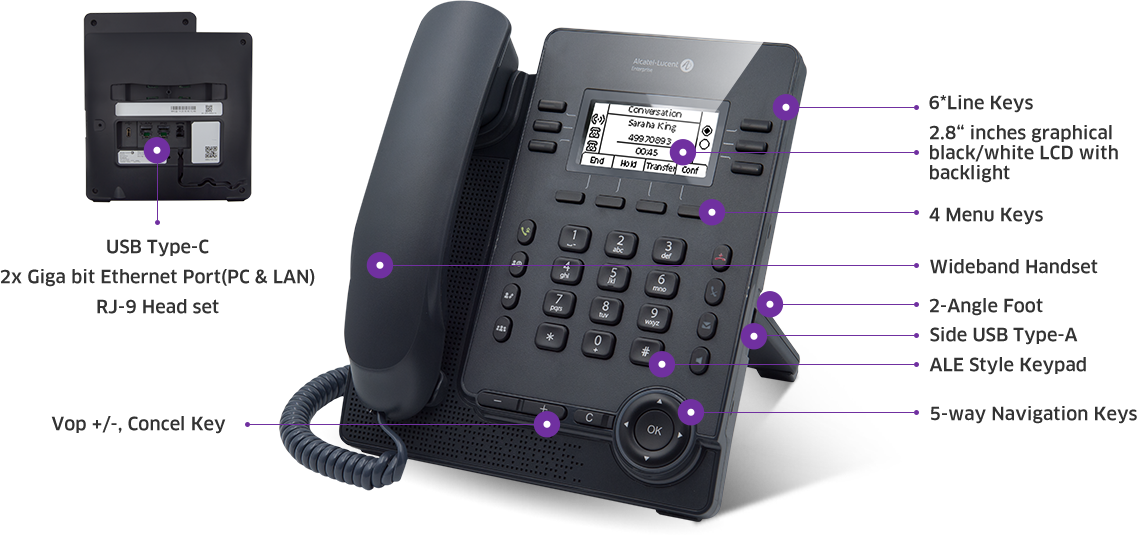 Alcatel-Lucent Alcatel-Lucent M3 DeskPhone SIP-Telefoon (3MK27001AA)