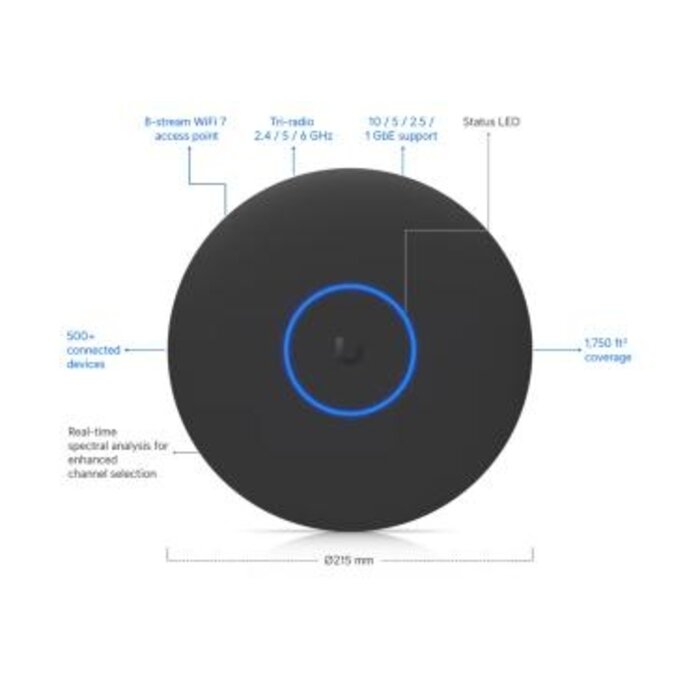Ubiquiti Ubiquiti UniFi U7 Pro XGS (Zwart) - Tri-Band Wi-Fi 7 Access Point met 10GbE