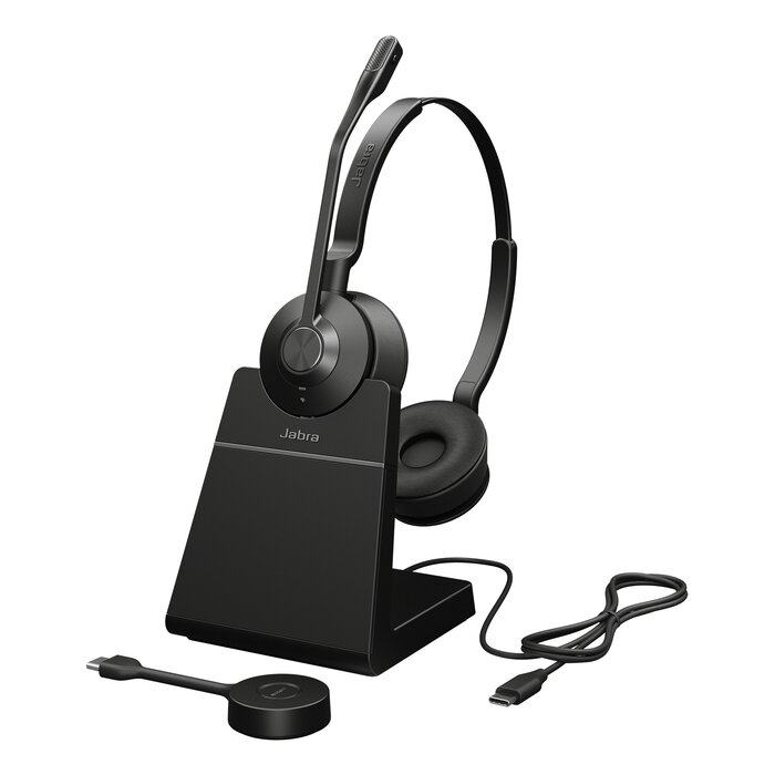 Jabra Jabra Engage 55 SE Stereo UC Draadloze DECT Headset met Link400c USB-C Adapter en Oplaadstandaard