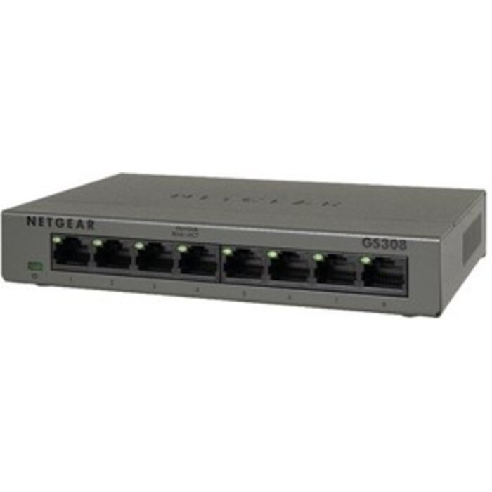Netgear Netgear GS308-300PES 8-Poorts Unmanaged Gigabit Switch - Metalen Behuizing - Zwart