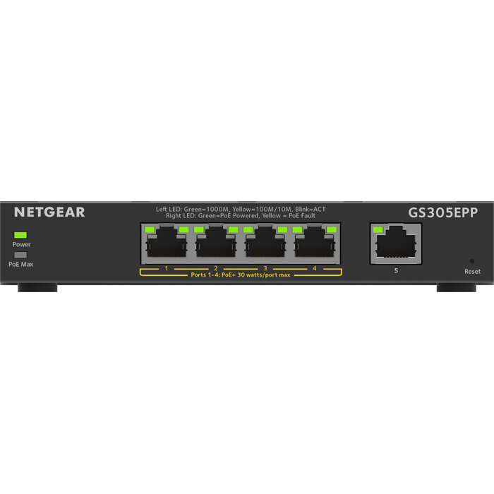 Netgear Netgear GS305EPP 5-Poorts Gigabit Managed Switch met 4x PoE+ (120W)