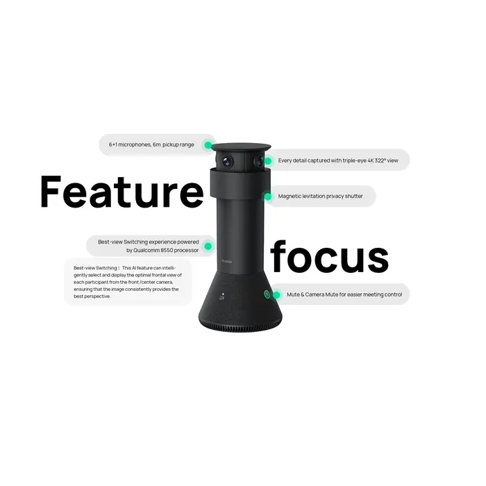 Yealink Yealink MTower Vergadercamera met 8MP Sony Lens en 7 Microfoons - Zwart