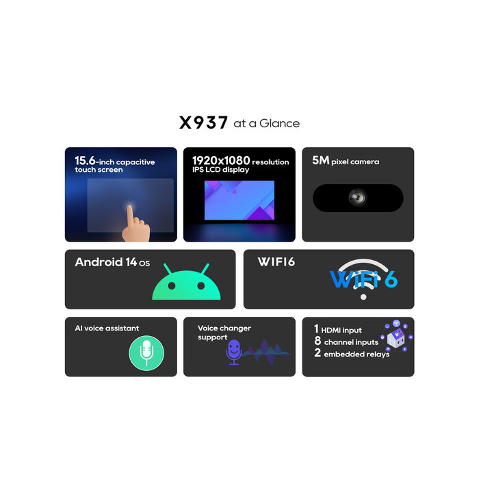 Akuvox Akuvox X937A Slimme IP Intercom Binnenpost met Touchscreen, PoE & Android - Wit