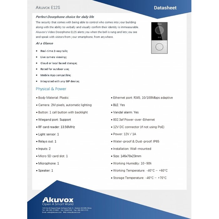 Akuvox Akuvox E12S-Black