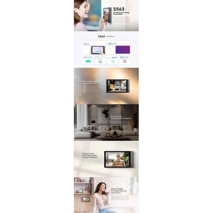 Akuvox Akuvox S563 8-inch Android 12 Indoor Monitor voor Intercom en Smart Home - Grijs