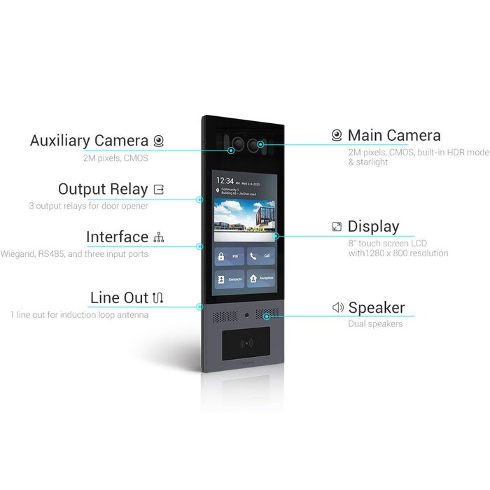 Akuvox Akuvox X915S Luxe Android SIP Intercom met 8 inch Touchscreen & Gezichtsherkenning