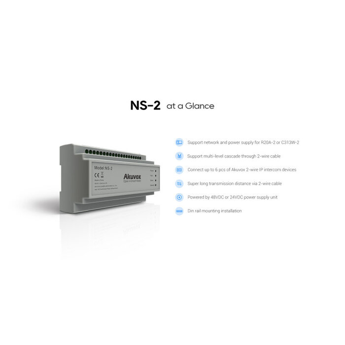 Akuvox Akuvox NS-2-Draads IP Netwerkswitch - 6 Poorts