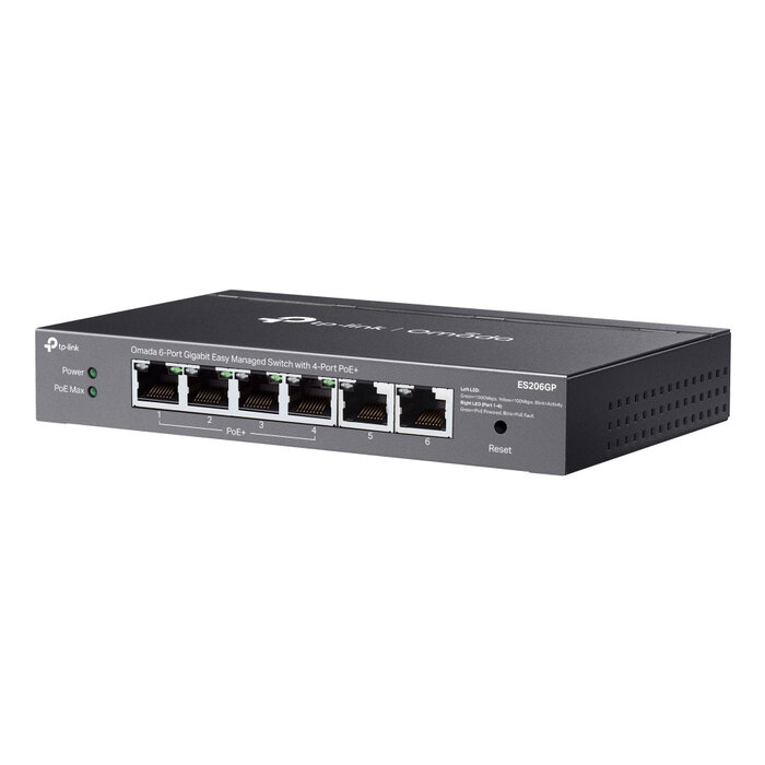 TP-Link TP-Link Omada ES206GP 6-Poorts Cloud Managed Gigabit PoE+ Switch (4x PoE+, 65W)