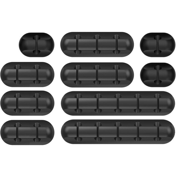 Mobiparts Mobiparts Zelfklevende Kabelhouders - 10-Pack Siliconen Kabelmanagement