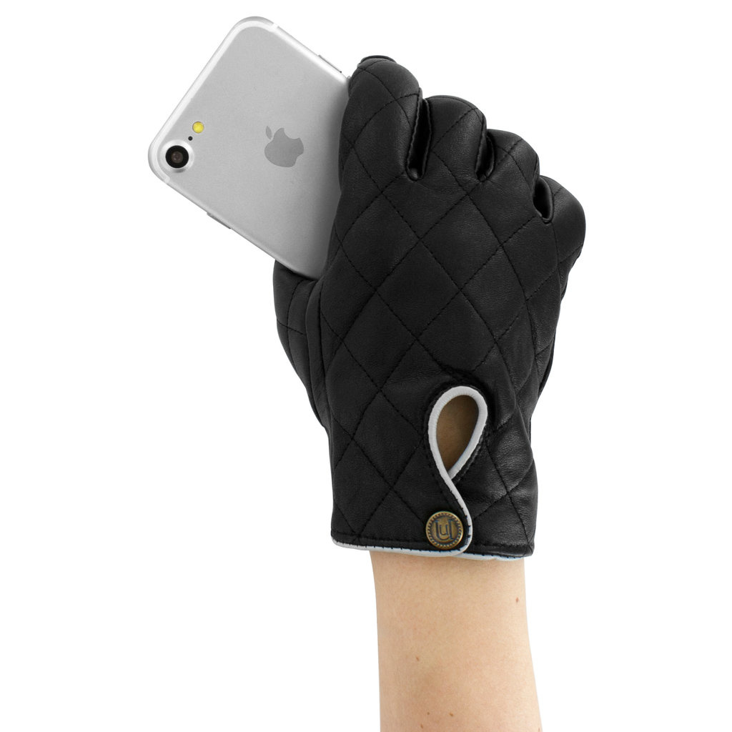Uunique Uunique Leren Touchscreen Handschoenen Dames - Zwart - Maat S/M