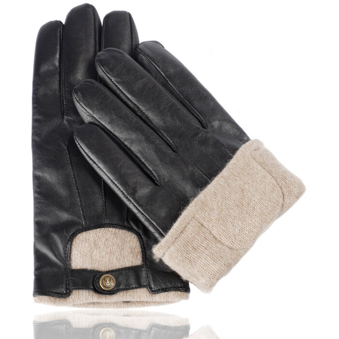 Uunique Uunique Lederen Touchscreen Handschoenen voor Heren - Zwart - Maat L/XL - Cashmere Voering