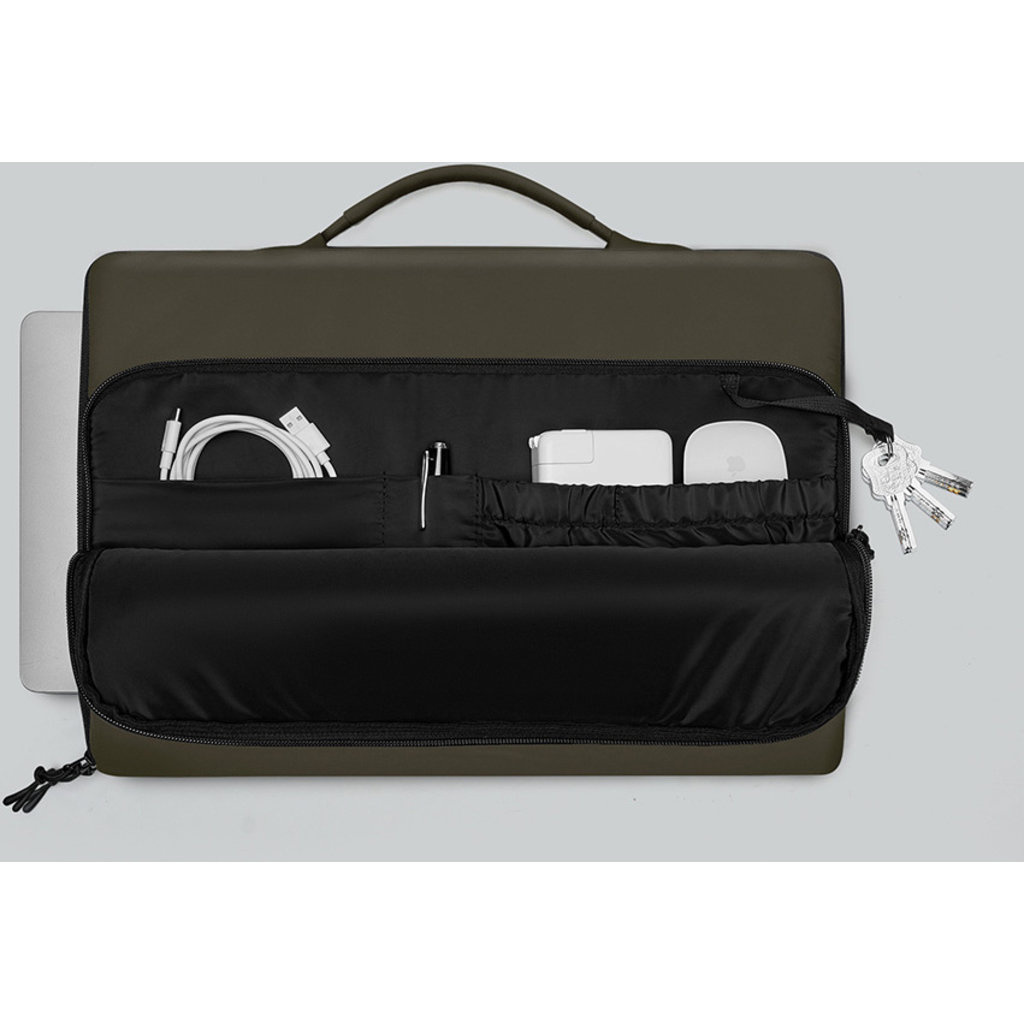 Gaston Luga Gaston Luga Dash Cushioned Briefcase 16" Laptoptas - Olive, foto 2 van 5