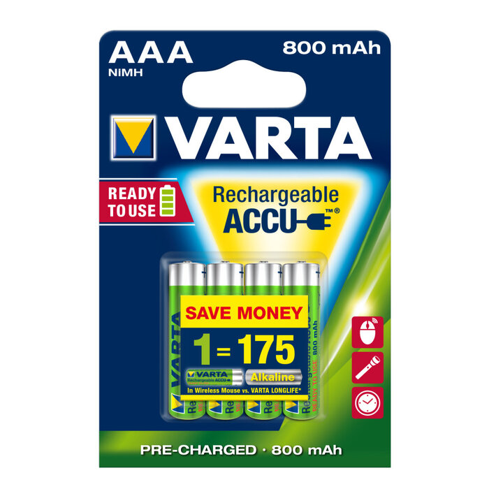 Varta Varta Rechargeable Accu AAA 800mAh Ni-MH 1.2V - Set van 4 stuks