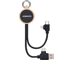 Mobiparts Mobiparts 4-in-1 Multicable Bamboo - Universele Oplaadkabel met Bamboe Design