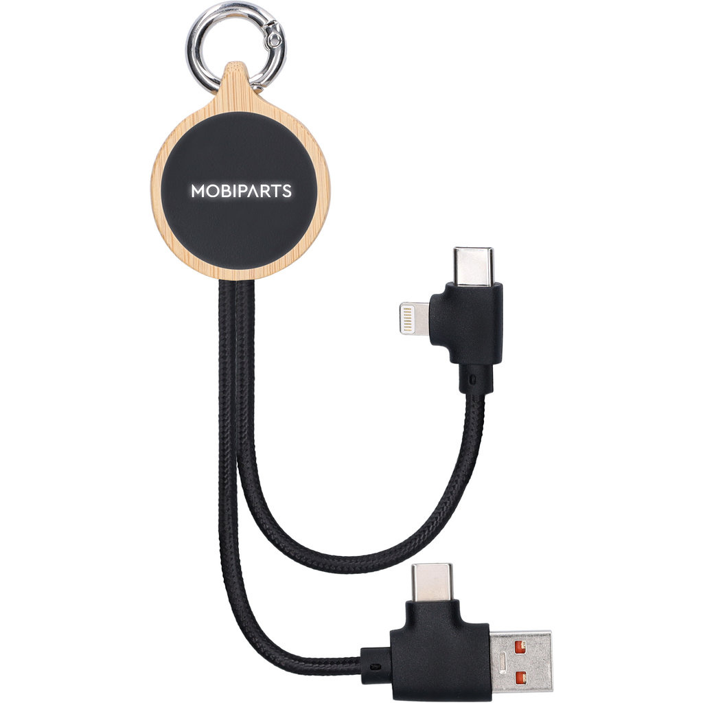 Mobiparts Mobiparts 4-in-1 Multicable Bamboo - Universele 60W Oplaadkabel (12 cm)