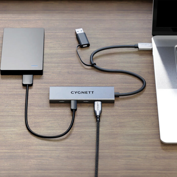 Cygnett Cygnett Unite 4-in-1 USB-C Hub - 10Gbps USB 3.2 Gen 2 Adapter