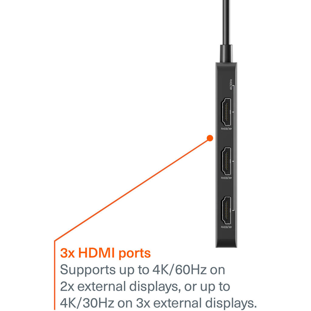Cygnett Cygnett Unite USB-C naar Triple HDMI Hub - Multi-Monitor Adapter