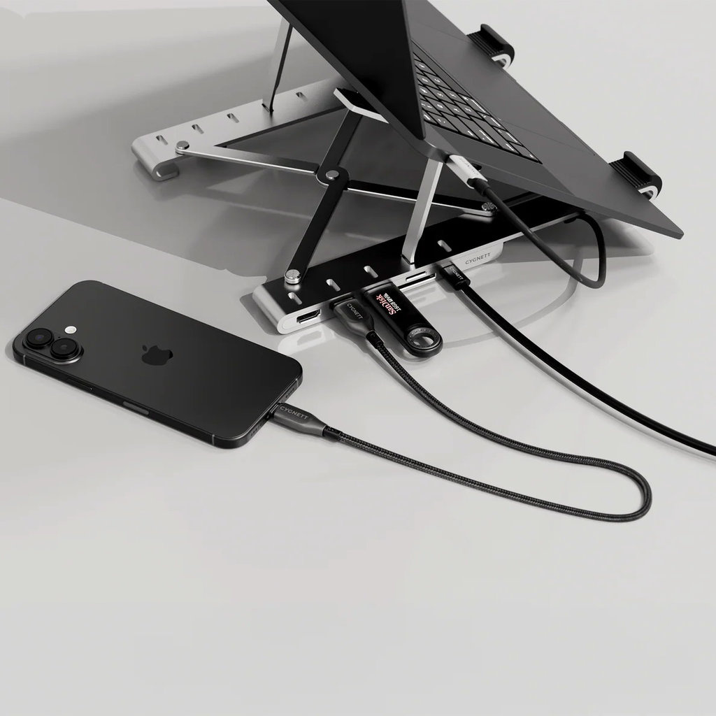 Cygnett Cygnett Unite FlexMate 7-in-1 USB-C Hub & Inklapbare Laptopstandaard