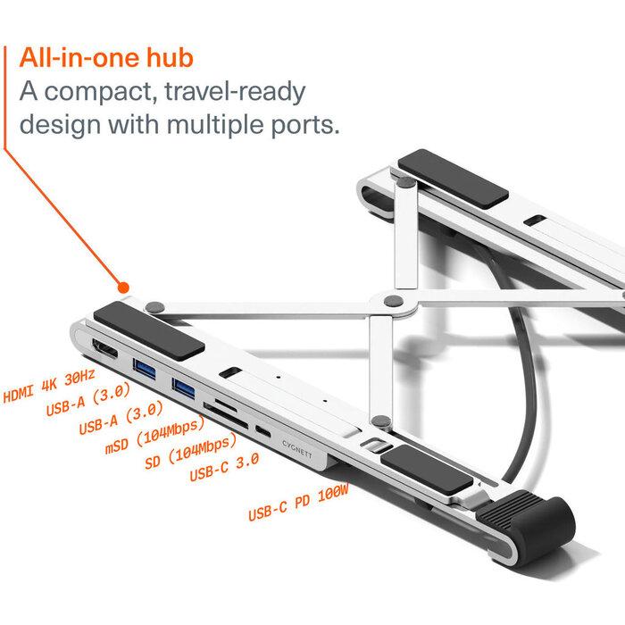 Cygnett Cygnett Unite FlexMate 7-in-1 Hub With Folding Laptop Riser (Single HDMI)