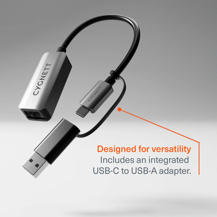 Cygnett Cygnett Unite USB-C naar 2.5Gbps Ethernet Adapter (incl. USB-A adapter)