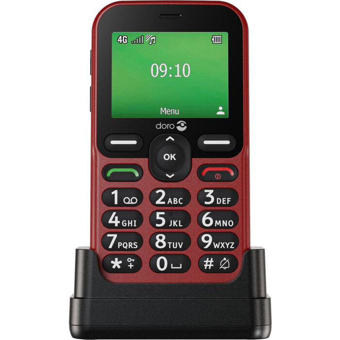 Doro Doro Leva E10 4G Rood - Eenvoudige Telefoon met Oplaadstation