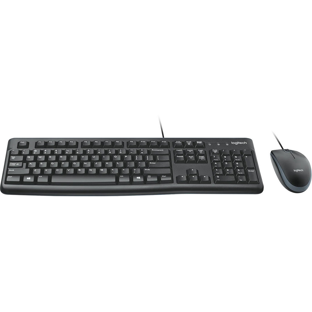 logitech Logitech MK120 Bedrade Desktopset - QWERTY Toetsenbord en Muis - Zwart