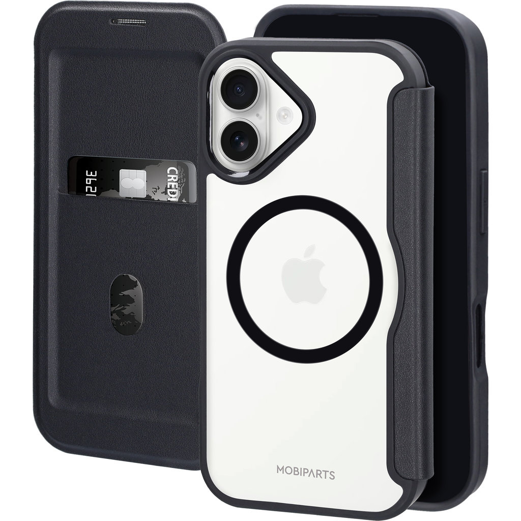 Mobiparts Mobiparts Shield Line Case voor iPhone 17 - Zwart - MagSafe Folio Hoesje