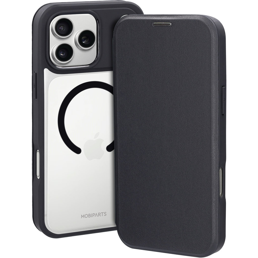 Mobiparts Mobiparts Shield Line Case voor iPhone 17 Pro Max - MagSafe Bookcase Zwart