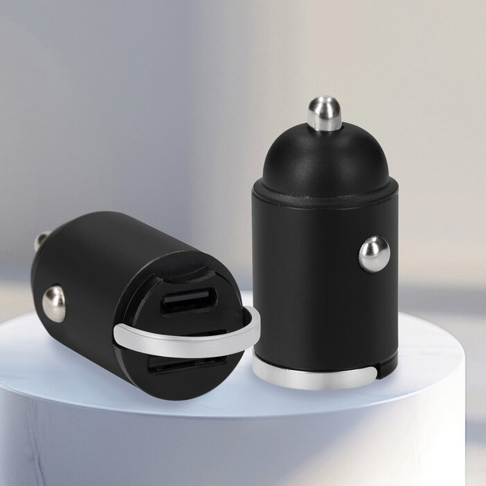 Mobiparts Mobiparts 30W Dual USB-C & USB-A Autolader - PD Fast Charging - Zwart