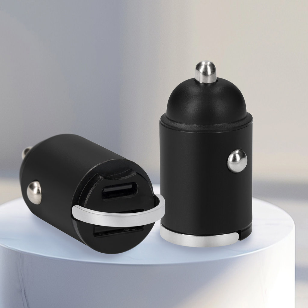 Mobiparts Mobiparts 30W Dual USB-C & USB-A Autolader - PD Fast Charging - Zwart
