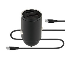 Mobiparts Mobiparts Dual USB-C & USB-A Autolader 30W met USB-C Kabel - Zwart