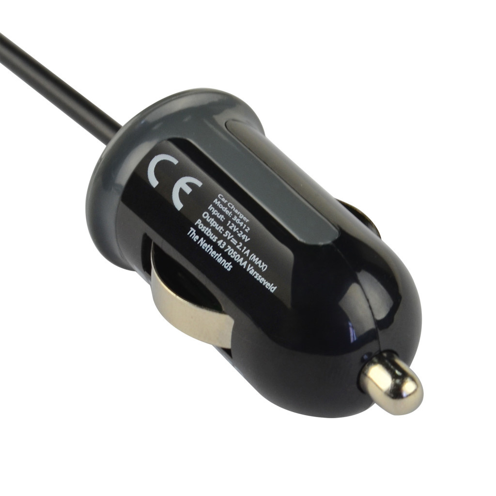 Mobiparts Mobiparts Autolader met Vaste Micro-USB Kabel - 2.1A - Zwart