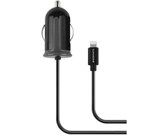 Mobiparts Mobiparts Autolader met Vaste Lightning Kabel - 2.4A - Zwart