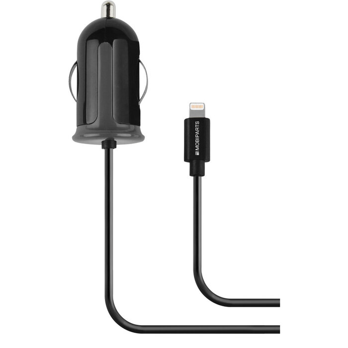 Mobiparts Mobiparts Autolader met Vaste Lightning Kabel - 2.4A - Zwart