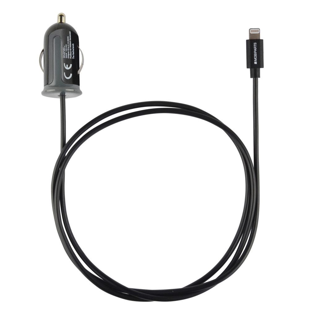 Mobiparts Mobiparts Autolader met Vaste Lightning Kabel - 2.4A - Zwart