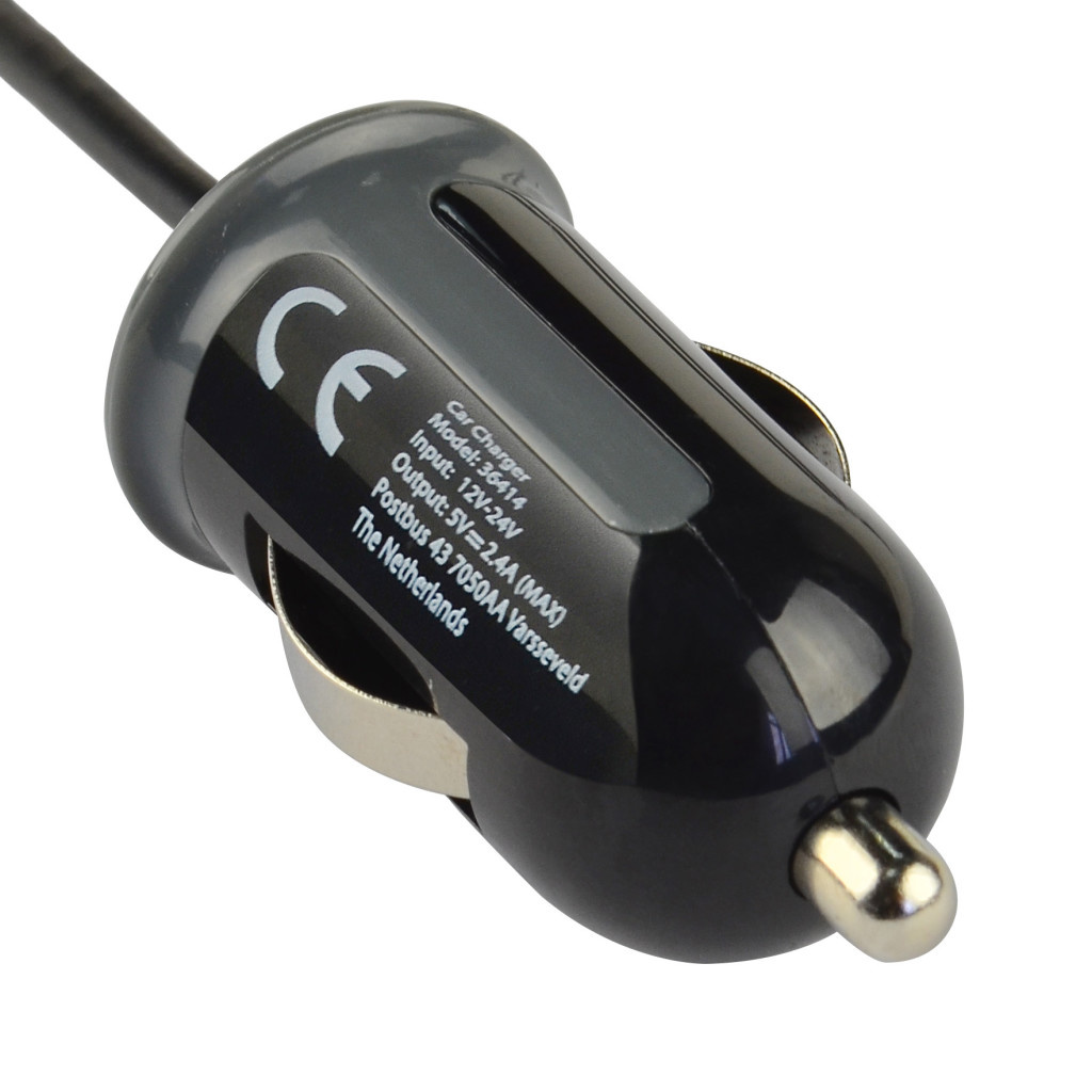 Mobiparts Mobiparts Autolader met Vaste Lightning Kabel - 2.4A - Zwart