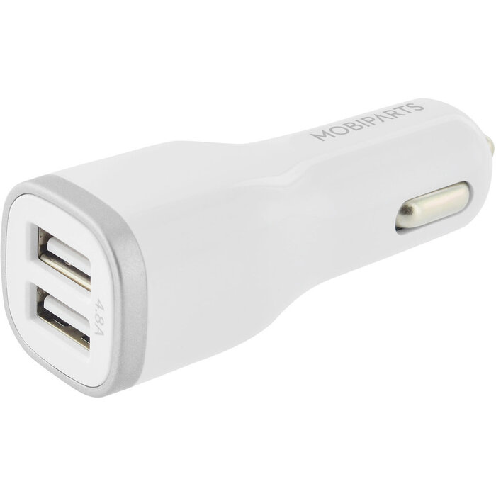 Mobiparts Mobiparts Dual USB Autolader 24W / 4.8A - 12V/24V - Wit