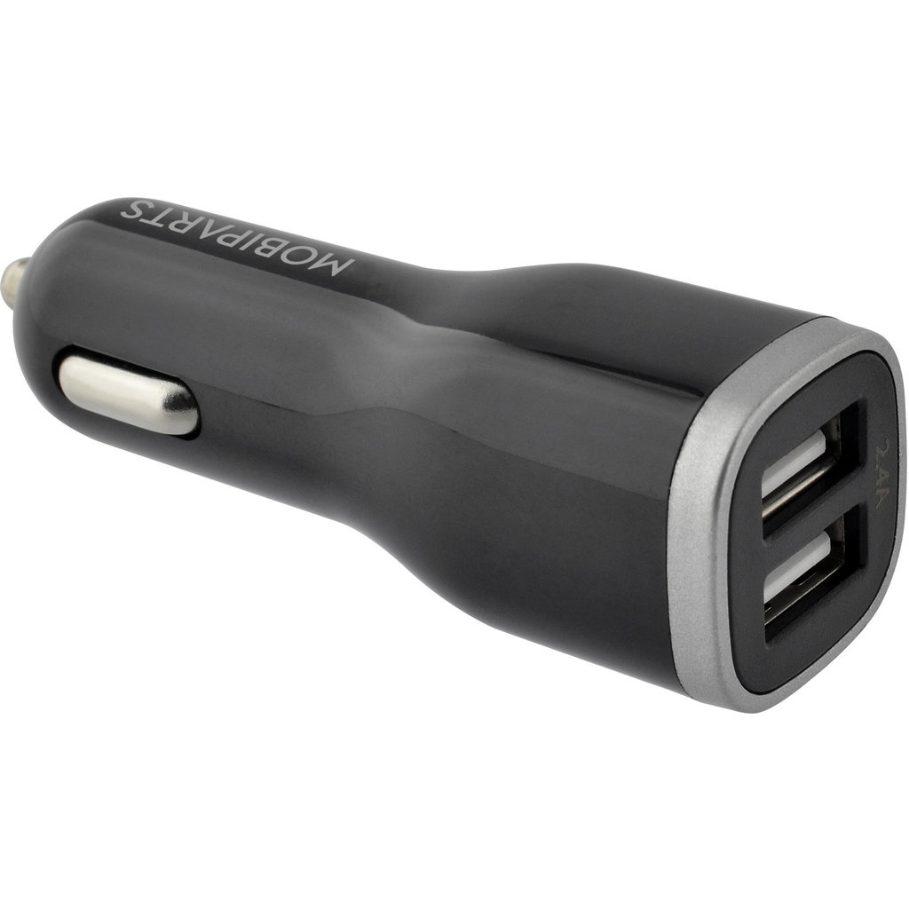 Mobiparts Mobiparts Dual USB Autolader 12W met Micro-USB Kabel - Zwart