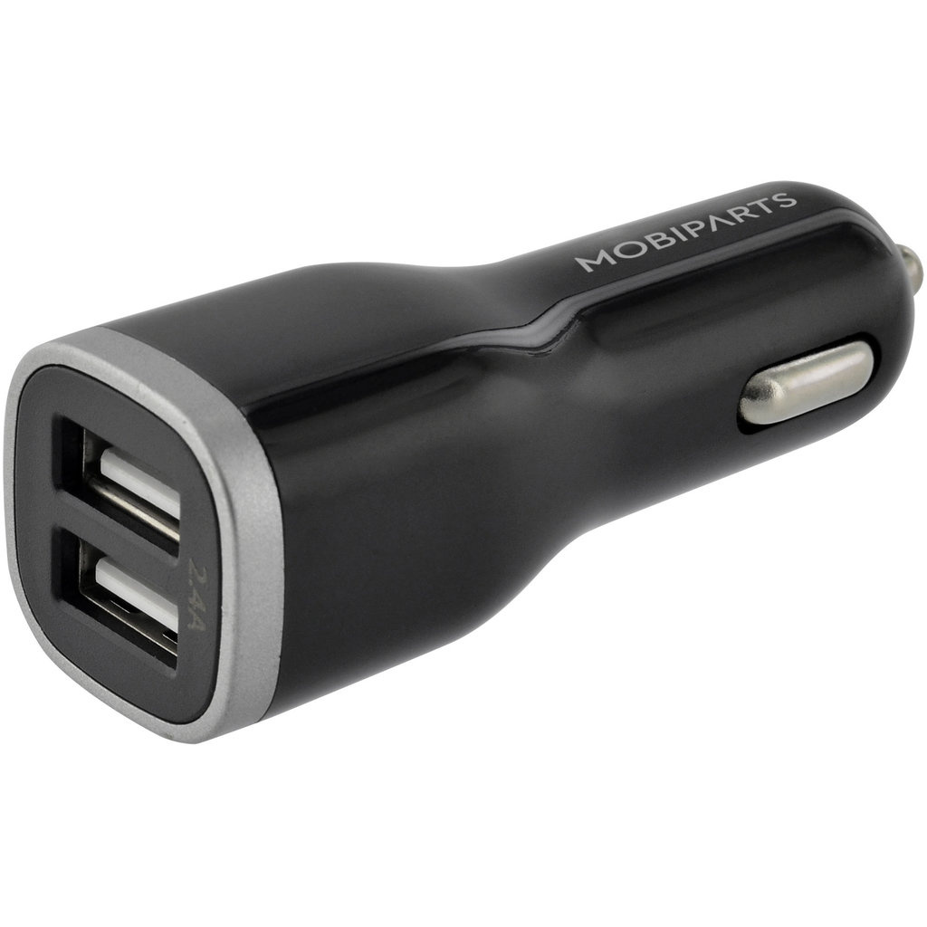 Mobiparts Mobiparts Dual USB Autolader 12W met Micro-USB Kabel - Zwart