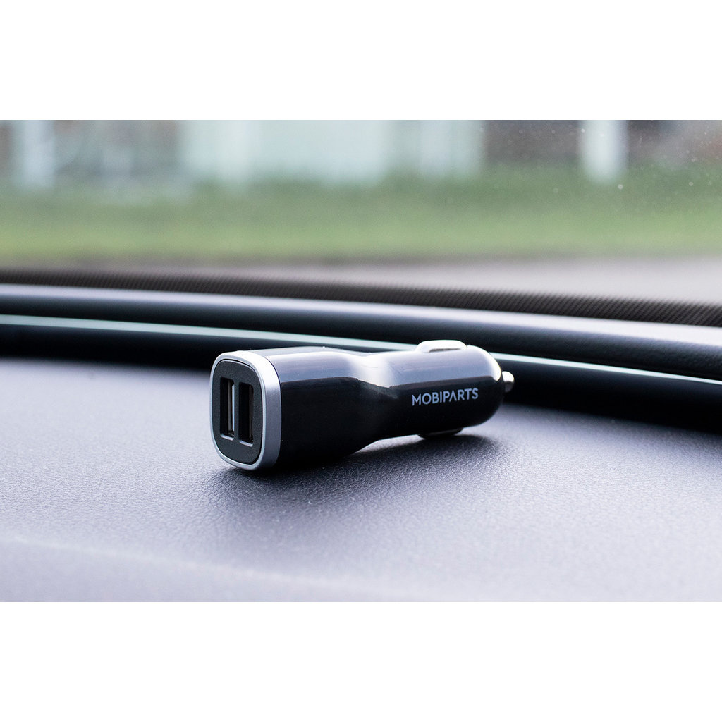 Mobiparts Mobiparts Dual USB Autolader 12W met Micro-USB Kabel - Zwart