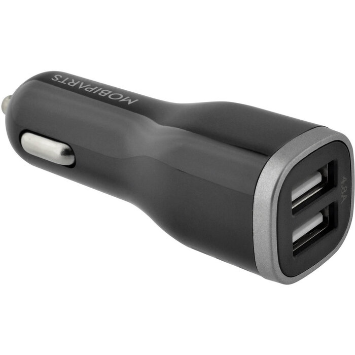 Mobiparts Mobiparts Dual USB Autolader 24W - 4.8A + Micro-USB Kabel (Zwart)