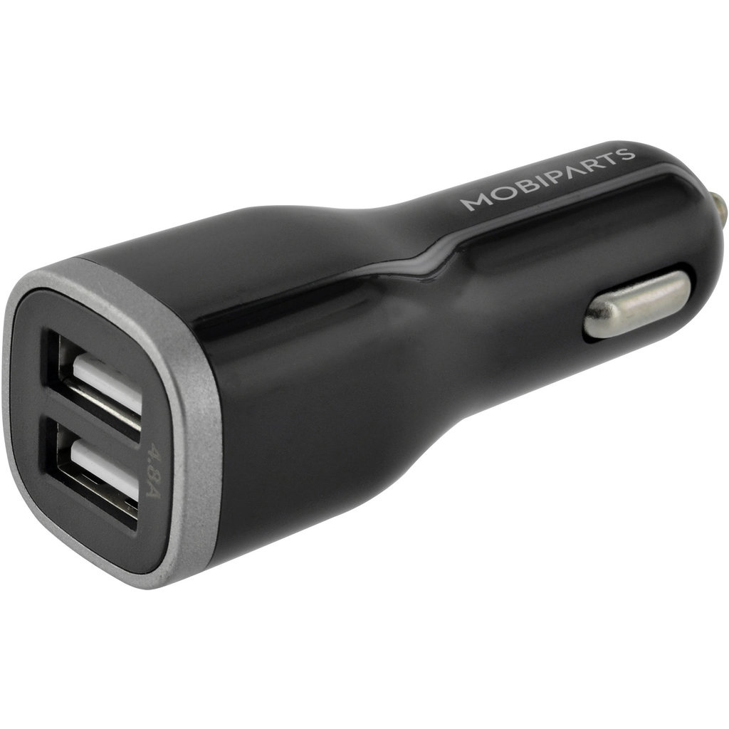 Mobiparts Mobiparts Dual USB Autolader 24W - 4.8A + Micro-USB Kabel (Zwart)