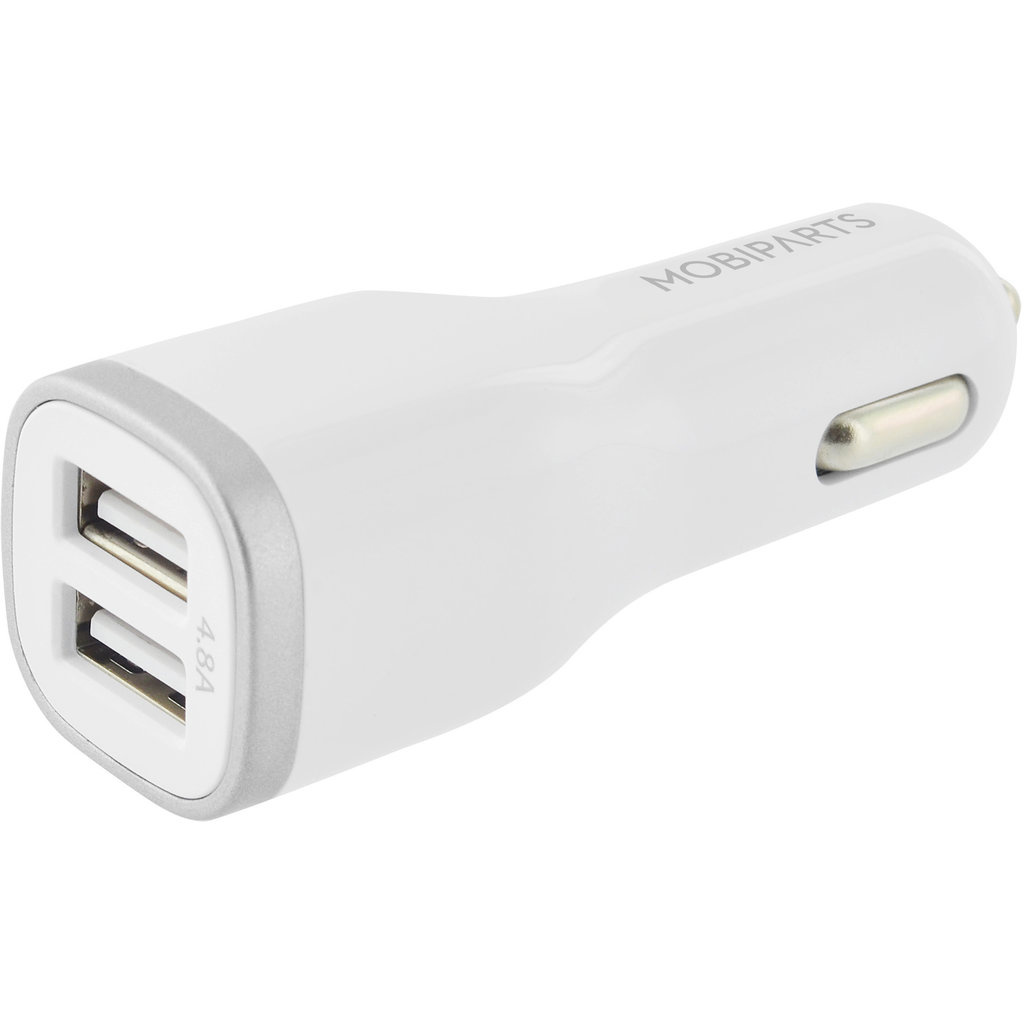 Mobiparts Mobiparts Dual USB Autolader 24W 4.8A met Micro-USB Kabel - Wit
