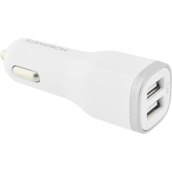 Mobiparts Mobiparts Car Charger Dual USB 12W/2.4A + Lightning Cable White