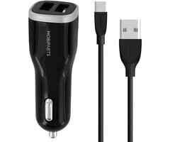 Mobiparts Mobiparts Car Charger Dual USB 24W/4.8A + USB-C Cable Black