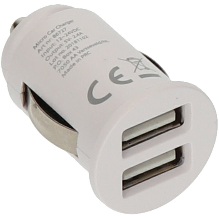 Quick & Easy Quick & Easy Autolader 2.4A Dual USB Wit - 5-Pack