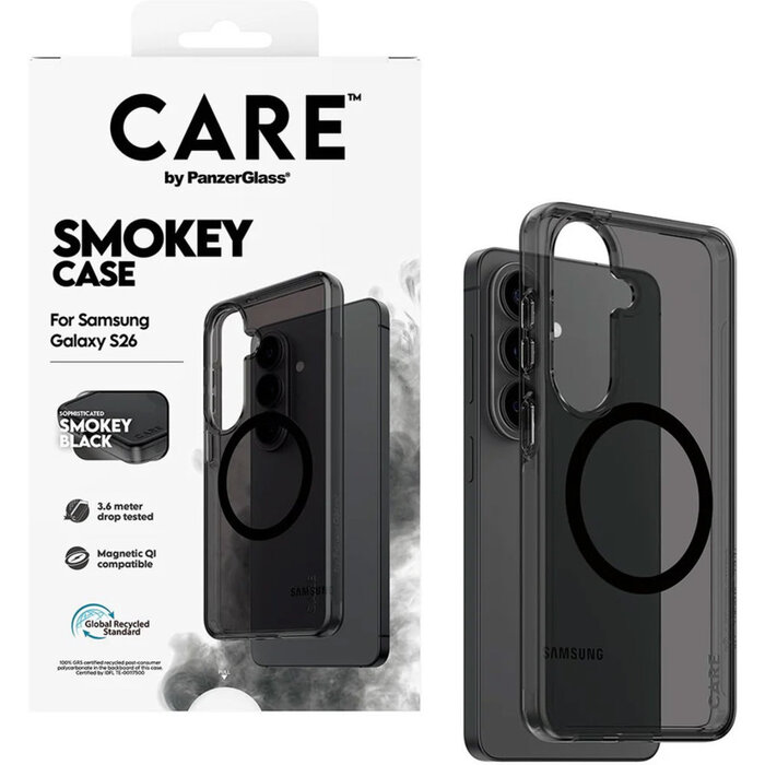 CARE by PanzerGlass CARE by PanzerGlass Urban Explorer Case Smokey w. Black Qi Samsung Galaxy S26