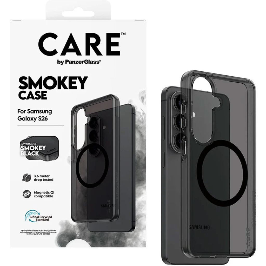 CARE by PanzerGlass CARE by PanzerGlass Urban Explorer Case Smokey w. Black Qi Samsung Galaxy S26, foto 5 van 5