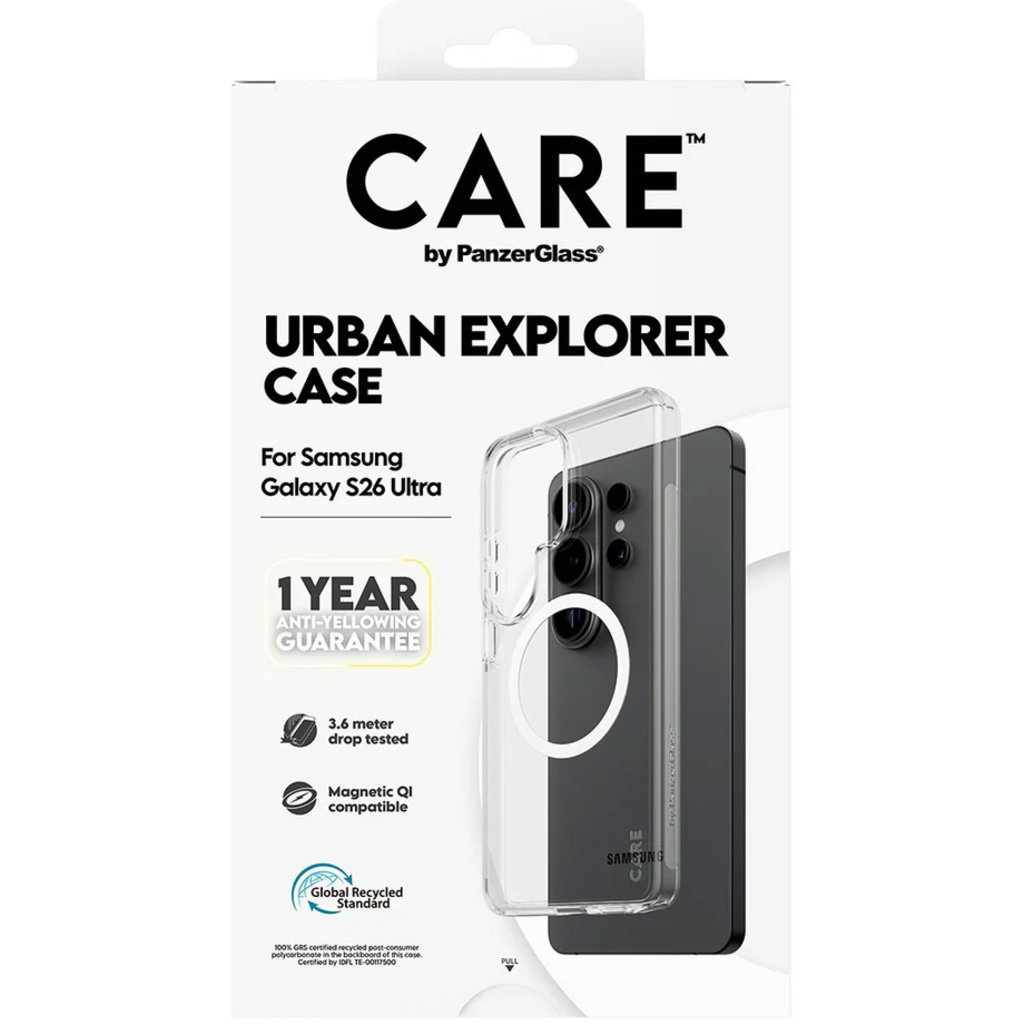 CARE by PanzerGlass CARE by PanzerGlass Urban Explorer Case Transparent w. White Qi Samsung Galaxy S26 Ultra